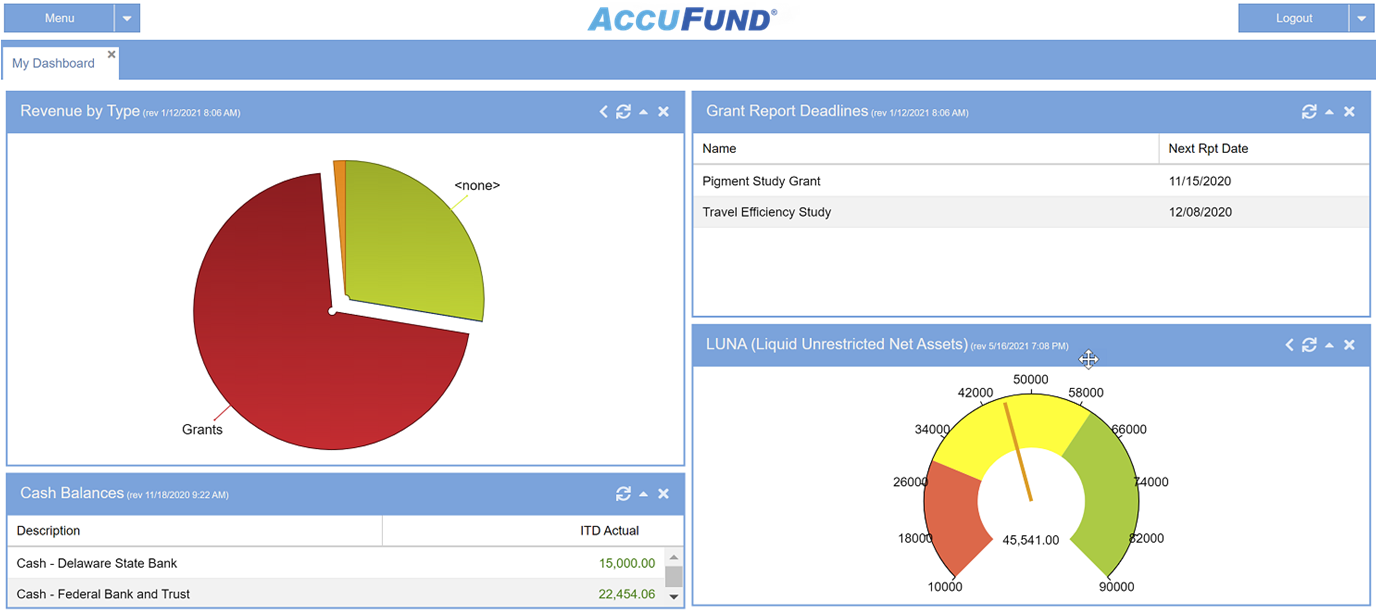 screenshot of AccuFund Accounting Suite